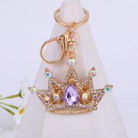 Cristal couronne porte-clés strass dessin animé porte-clés mignon Couple pendentif pour sac à main voiture décor