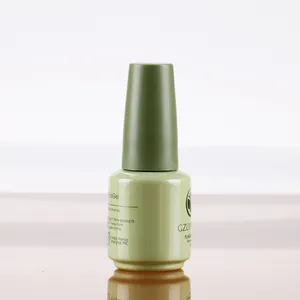 15ml green round glass bottle custom design nail glue pot for gel polish