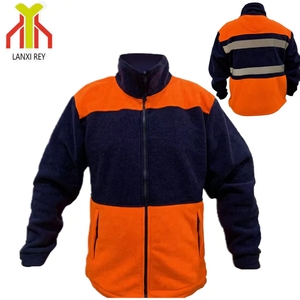 Sweat-shirt à capuche de sécurité en <span class=keywords><strong>polaire</strong></span> <span class=keywords><strong>polaire</strong></span> haute visibilité ANSI Classe 3 pour vêtements de travail - Logo personnalisé 2 tons orange/bleu marine - Product Image 1