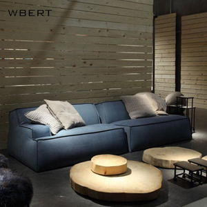 WBERT italiano Damasco Retro sofá sala de estar línea recta perezoso esmerilado tela tapizada Modular esmerilado sofá tapizado - Product Image 5