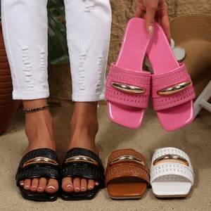 X61 Popolari <span class=keywords><strong>Sandali</strong></span> Xiaoxiang Estivi alla Moda Versatili con Fibbia Metallica <span class=keywords><strong>Sandali</strong></span> Piatti all'Ingrosso Scarpe da Donna in Taglie Grandi - Product Image 1