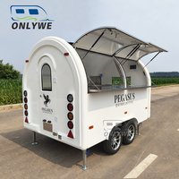 Remolque de Comida Personalizado ONLYWE, Color Blanco Crema, Remolque de Concesiones, Camión de Comida con Ventanas Dobles para Servir en un Snack Bar