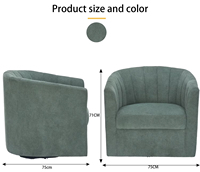 Fauteuil pivotant moderne en tissu vert avec assise rembourrée pour salon, chambre, hôtel, meubles d'appoint de loisirs