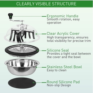 Electric Leaf <strong>Trimmer</strong> 13 Inch <strong>Bud</strong> Leaf Bowl <strong>Trimmer</strong> Clear Visibility Dome Twisted Spin Cut With Sharp Stainless Steel Blades - Product Image 3