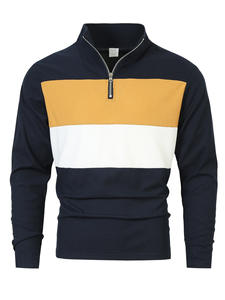 Polo à manches longues <span class=keywords><strong>zippé</strong></span> pour homme, couleur contrastée, tricot tendance, polo décontracté pour homme de haute qualité - Product Image 3
