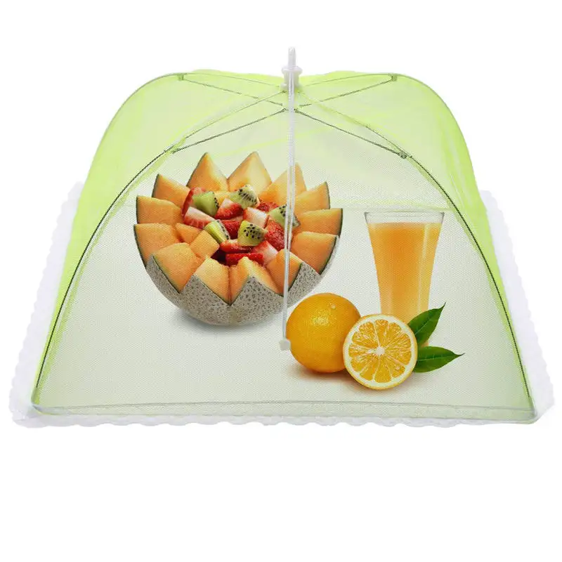 Tenda Penutup Makanan dengan Karet Bawah Ekstra, Penutup Jala 17 "Pop-Up Dapat Dilipat Besar Melindungi Makanan dan Buah Anda