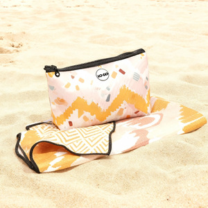 Bán buôn nhanh chóng khô cát miễn phí tùy chỉnh trọng lượng nhẹ thiết kế logo thăng hoa kỹ thuật số in Microfibre bãi biển khăn với Túi du lịch - Product Image 5