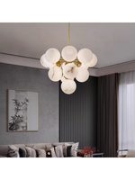 Lampu Gantung LED Marmer Alami Mewah Modern Multi-Bola Lampu Hias High-End untuk Ruang Tamu/Ruang Makan/Kamar Tidur CRI