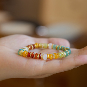 Bracelet en pierres naturelles pour <span class=keywords><strong>femme</strong></span>, avec pendentifs en or, diamant et gemmes multicolores, style raffiné, idéal pour petite amie - Product Image 3