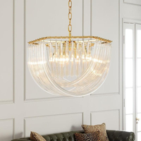 Lampe européenne moderne de taille moyenne, design unique, luminaires suspendus en verre en forme de U, dorés et luxueux, pour hôtel, mariage, salon