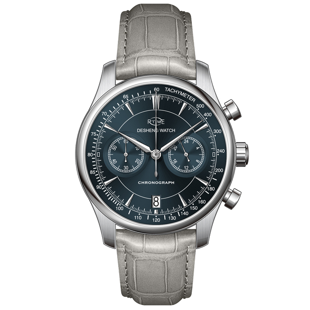 Japan Quartz VK64 Movement Watch crocodile Leather Strap Men Wrist Watch Chronograph Quartz Watch