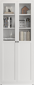 Libreria Moderna Minimalista a Doppia Porta in Vetro, Altezza Regolabile, Montata a Parete, Multistrato, Grande Capacità, in Ferro Battuto per Soggiorno - Product Image 5