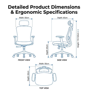 Chaise de bureau ergonomique à dossier haut avec support lombaire, chaise de conférence en maille réglable pour la maison et le bureau - Product Image 3