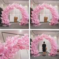 FT001 Nuevo Arco de Flores de Cerezo Artificiales de Seda Rosa de 3 Metros de Altura, 2 Piezas, para Decoración de Entrada de Ceremonias de Boda