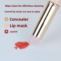 Mini pinceau à lèvres en silicone avec manche en bois, ultra-doux, anti-poussière, portable, applicateur de correcteur multi-usage, pour un effet mat