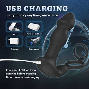 Ylove <span class=keywords><strong>Plug</strong></span> <span class=keywords><strong>Anal</strong></span> Confortable en Silicone avec Double Anneau Pénien vibrant et Perles Anales Jouet Sexuel pour Homme pour Augmenter le Plaisir Sexuel - Product Image 4