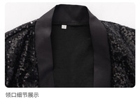 Ensemble de costumes de scène pour enfants et adultes unisexe, blazer à paillettes, chapeau Fedora, pantalon rayé argenté, tenue de compétition de danse