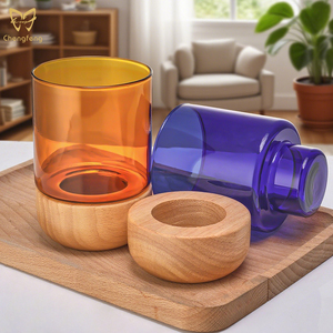 Tasse <span class=keywords><strong>à</strong></span> <span class=keywords><strong>café</strong></span> en <span class=keywords><strong>verre</strong></span> <span class=keywords><strong>à</strong></span> haute teneur en borosilicate Base en bois <span class=keywords><strong>Verre</strong></span> de couleur originale Tasse en <span class=keywords><strong>verre</strong></span> ambre/bleu - Product Image 3