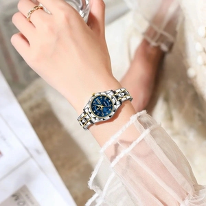 Poedagar phụ nữ sang trọng ăn mặc đồng hồ dạ quang không thấm nước tuần Ngày phụ nữ Đồng hồ đeo tay thép không gỉ phụ nữ thạch anh Đồng hồ reloj + Hộp - Product Image 4