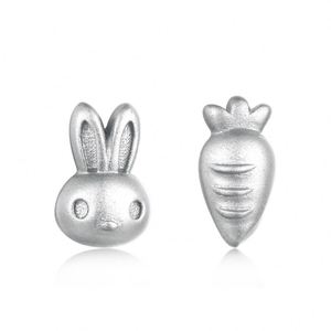 Dylam Stylish <b>Fine</b> Jewelry Hypoallergenic Women S925 Silver Rhodium 18K Gold Chinese Zodiac Rabbit Carrot <b>Stud</b> <b>Earring</b> - Product Image 1