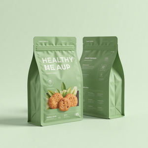 מותאם אישית למינציה שקית רוכסן למינציה שקית רוכסן שטוח תחתון מזון ירוק תכונות אבטחה עבור מזון בריא oem זמין - Product Image 2