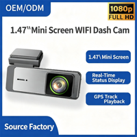 Caméra embarquée WiFi GPS 1080P, mini DVR de voiture 1,47 pouce, objectif unique, grand angle 140°, capteur G, surveillance de stationnement 24H, carte 32G