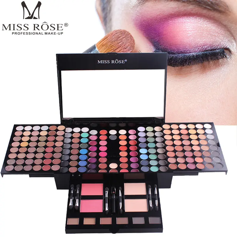 Estilo Piano profissional 180 cores misturadas Matte e Glitter impermeável Eyeshadow Palette Sobrancelha Brush Palette maquiagem personalizada