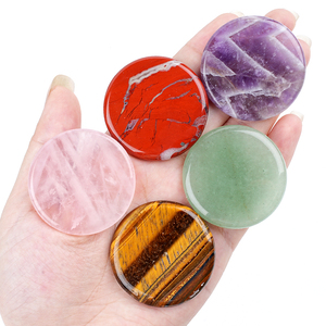 Disco Piatto Rotondo in <span class=keywords><strong>Pietra</strong></span> Naturale Lucidata 40mm, Cristallo Curativo, <span class=keywords><strong>Pietra</strong></span> Tascabile Antistress, Accessorio per Meditazione Spirituale - Product Image 2