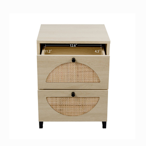 Modern Luxury Small Rattan <strong>Bedside</strong> Tables Wooden Nightstand <strong>Organiser</strong> with Drawer for Bedroom or Hotel for Living Room Use - Product Image 3