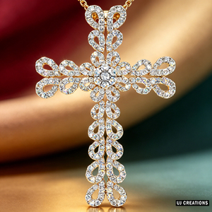 CUSTOM SILVER 10K/14K/18K GOLD PLATED LAB GROWN CVD DIAMOND CLASSIC ENGAGEMENT GIFT SWEATER <b>CHAIN</b> NECKLACE <b>CROSS</b> PENDANT - Product Image 1