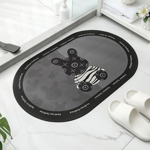 Moderne Anti-Rutsch-Bade matte für den Hauseingang Ovaler Kieselalgen schlamm mit Tech-Stoff oberfläche Soft Print Maschinen gefertigte Boden matte - Product Image 5