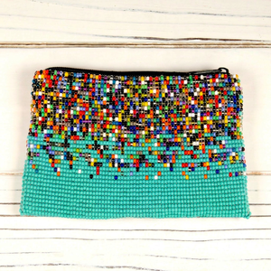 Pochette à monnaie brodée de perles, Porte-monnaie brodé de perles, Portefeuille brodé de perles fait main, Pochette à bijoux brodée de perles - Product Image 1