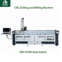 Machine de perçage et de fraisage CNC OUWO 2026 3200 mm à double poste pour la fabrication de cuivre et de machines industrielles pour fenêtres et portes