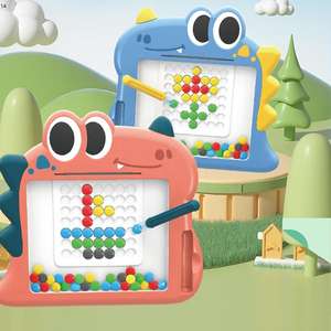 เครื่องเขียนปากกาลูกปัดกระดานวาดภาพแม่เหล็กไดโนเสาร์ลายจุดสำหรับเด็กกระดานแม่เหล็กเพื่อการศึกษาของเล่นวาดภาพลายเส้นลายเส้น - Product Image 5