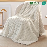 Plaid en flanelle jacquard doux et moelleux, texturé, pour canapé et lit, design personnalisé, motif dessin animé, uni, imperméable, vente en gros pour la maison