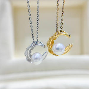 Colgante de Plata S925 con Cuentas Redondas de 6-8mm, Accesorios para Collar de Moda DIY, Base Vacía 31112 - Product Image 3