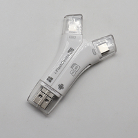 Adaptateur OTG Micro USB Type C 4 en 1 Or Noir Blanc, Lecteur de Cartes Micro USB vers USB A TF SD, Lecteur de Cartes Mémoire en Forme de Y