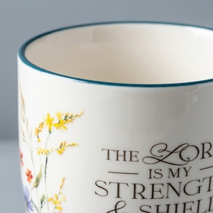 Cadeaux d'art chrétien : Tasse à café/thé en céramique sublime et inspirante avec verset biblique « Le Seigneur est ma force », compatible micro-ondes - Product Image 4