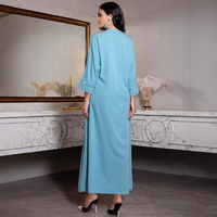 Abaya Turquoise Moderne Élégante et Modeste pour Femmes Musulmanes, Vêtement de Fête avec Broderie à Franges Perlées