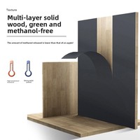Meuble-lavabo moderne en bois massif courbé à chaud avec vasque en céramique intégrée et miroir intelligent