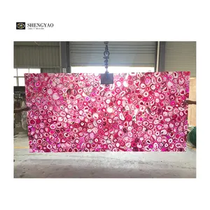 بلاطة أرضية من العقيق الوردي بإضاءة خلفية من الحجر الشفاف للمطاعم الفاخرة مقاس 48 × 48 بوصة بسعر الجملة