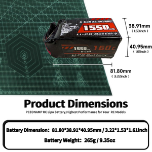 Batterie Lipo 6S 1550mAh 22.2V 160C Prise XT60 Rechargeable Haute Capacité Boîtier Souple Compatible avec Drone FPV RC Quadricoptère - Product Image 2