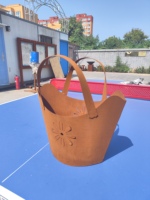 Pot Tanaman Baja Corten, Pot Bunga Baja Tahan Cuaca Besar dengan Patina Rustik untuk Teras