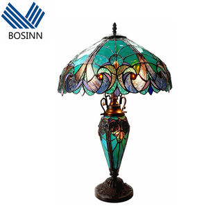 Lámparas de escritorio <span class=keywords><strong>Tiffany</strong></span> de tulipán y libélula de estilo moderno, lámpara de mesa de vidrieras de Festival Pastoral para sala de estar, Hotel, estilo europeo - Product Image 5