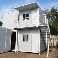 Maison conteneur modulaire préfabriquée à deux étages en structure acier avec escalier pour hôtel de camp