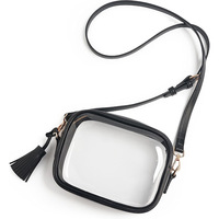 Stade personnalisé approuvé clair sac à bandoulière mode mignon Gameday concert PVC transparent sac de messager avec pompon