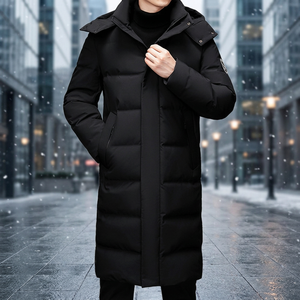 Manteau d'hiver décontracté pour homme, 90% duvet, avec capuche, coupe-vent, imperméable, fermeture éclair, épais, anti-rétrécissement, poids du duvet 200g-250g - Product Image 3
