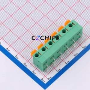 MX142R-7.62-06P-GN01-Cu-A Spring Terminal Block Bent Lead Through Hole,P=7.62mm Connector 1x6P 7.62mm Green Right Angle Insert - Product Image 1