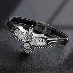 Pulseras de Cuero con Diseño de Águila, Joyería para Hombre, Acero Inoxidable, Regalos, Estilo Europeo y Americano, Brazalete en Oferta - Product Image 2