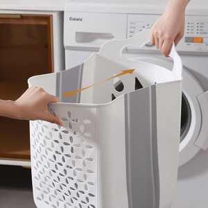 Plastic Foldable Durable Green/<strong>White</strong> Dirty Clothes <strong>Laundry</strong> <strong>Hamper</strong> Carry Handle Multi-function Container Wall Hanging Basket - Product Image 2